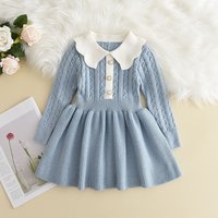 Robe d'hiver en laine tricotée à manches longues pour filles, pull de princesse tricoté à volants, vêtements décontractés, automne