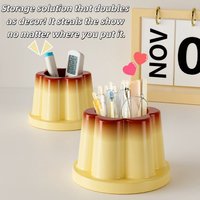 Cute Caramel Pudding Jelly Multi Function Large Capacity Student Desktop Decoration Creative Pen Holder Brush Storage Bucket