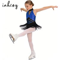 Girls Modern Dance Dress Performance Costume Shiny Sequins Sleeveless Latin Jazz Tango Salsa Dance Leotard Ballet Bodysuit Dress