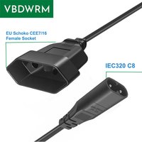 IEC320 C8 male to EU Schoko CEE7/16 Female Power Extension Cord Euro CEE7/16 female to IEC 320 C8 male Extension Power Cable