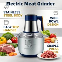 Electric Meat Grinder 304 Stainless Steel Food Chopper Multi Function Vegetable Fruit Pepper Garlic Mincer Baby Food Blender