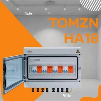 TOMZN Solar PV Combiner Box – 4 Input 4 Output, 1000VDC, Lightning Protection with MCB SPD IP65 Waterproof 12-Way Distribution
