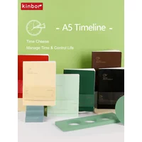 Kinbor A5 Notizbuch, selbstfüllende, datenlose Agenda, Zeitachse, Jahreskalender, Wochenplan, Ziele, Zeitplan, Journaling, Schreibwaren, Bürobedarf