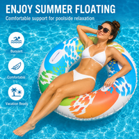 Color Splash Inflatable Water Float Ring With Sturdy Handles, Portable Foldable Swimming Floating Tube For Pool Seaside Holiday