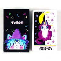 Cute Tarot Cards A 78PCS Oracles English Visions Divination Board Game, Family Gathering Game Halloween and Christmas Gifts