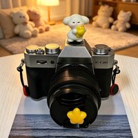 Cute Cartoon Hot Shoe Cover Lens Cap Anti-Loss Strap Set,3D Camera Hot Shoe Cap & Lens Cap Holder Lanyard for Sony Canon Fuji
