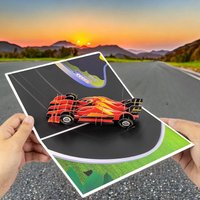 1pc Racing Car Pop Up Card 3D Greeting Cards Surprise Birthday Gift for Racing Enthusiasts Anniversary Birthday Party Supplies