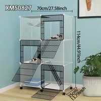 Modular Multi-Layer Cat Cage with Wheels, Mobile Cat Villa, Indoor Cat Enclosure for Home Use, Plastic Cat House with Climbing Ladder, Suitable for Kittens