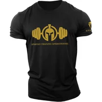 2025Mens Quick Dry Spartan Graphic T Shirt Gym Workout Top Summer Oversized Fitness Tee Breathable Running Sportswear Activewear