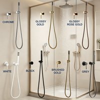 Bathroom Hidden Shower System Shower Brushed Golden Brass Bathtub Faucet Hot And Cold Water Wall-Mounted Shower Set