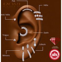 ROXI Moissanite 925 Sterling Silver Tassel for Women Piercing Earring Flat Back Stud Helix Flower Geometric Pendant Fine Jewelry