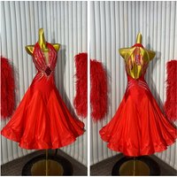 red ballroom dancing performance adult standard dance clothing sleeveless Customize Tango Waltz Foxtrot Perform Attire ladies'