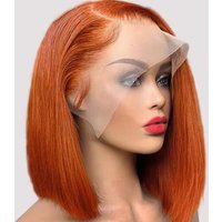 100% Remy Hair Ginger Orange Bob Wigs Human Hair 13x4 Lace Frontal Brazilian Human Hair Wigs Orange #350 Lace Wigs For Women