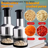 【W】Hand Manual Mincer Garlic Press Chopper Vegetable Slicer 304 Stainless Steel Garlic Press Crusher Onion Cutter Kitchen Tool