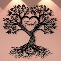 Family Love Heart of Life Wall Art, Metal Tree Decor for Living Room Bedroom Office, Modern Minimalist Housewarming Gift