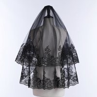 New Arrival Wedding Veil 2 Layers Appliqued Edge Bride Veils Short Black Lace Bridal Veils Boda 2025