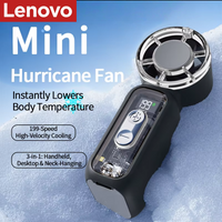 Lenovo Handheld Fan Mini Electric Fan with Digital Display USB Rechargeable Portable Cooling Powerful Wind Travel Desk Fan