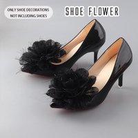 Elegant Feather Tulle Flower Shoe Clips Removable High Heels Diy Wedding Party Shoe Decoration Accessories Shoe Flower Buckle