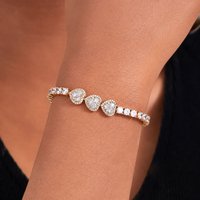 Lnngy Brilliant Clear/Purple/Rose Red 3.5mm Round Moissanite Bracelet For Women Exquisite Tennis Bracelets Dazzling Jewelry Gift