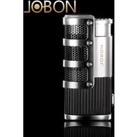 JOBON new metal Outdoor Windproof Butane Gas Lighter Blue Flame 3 Torch Straight Turbo Jet Cigar Lighter Cigar Cutter Men's Gift