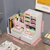 Mark Pen Pencil Holder Wooden Desk Organizers Shelves With Drawer Desktop Stationery Organizer Bookshelf Home Office Storage Box