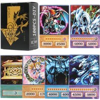 100pcs Yu-Gi-Oh Anime Style Cards Blue Eyes Dark Magician Exodia Obelisk Slifer Ra Yugioh DM Classic Proxy DIY Card Kids Gift