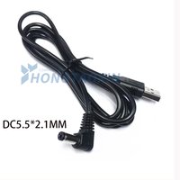 All Copper DC 5.5*2.1mm To USB 2.0 Male Eblow 90Degree Charging Cable 1.5M For Charging Adapter Round