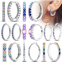 925 Sterling Silver Hoop Earrings Large Round Simple Zirconia Drop Earrings for Women Girl Party Birthday Wedding Jewelry Gifts