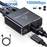 TABLLYUGE 1000Mbps RJ45 Splitter 1To2 Adapter Network Splitter Cable Extender Gigabit LAN Connector for PC Router Laptop TV Box