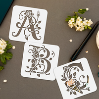 Reusable Letter Templates Sturdy Floral Alphabet Stencils Hollow Graffiti Template Washable Rose Painting Stencils For Office