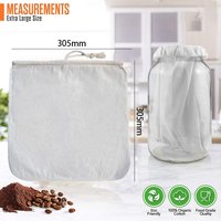 2 Pack Organic Reusable Cold Coffee Brew Filters Bag,12 Inch Wine Brewing Filters Eco-Friendly Mesh Cotton Filter