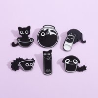 Cartoon punk black cat Enamel Pins Cute and funny fiberglass black cat Brooches Lapel Badge Jewelry Gifts for Friends