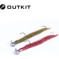 OUTKIT New 5pcs FishTrip Soft Lure with Jig Head Straight Tail with Hook Soft TPE Lure 3.5-7g for Bass Fishing Tackle Saltwater