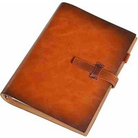 Refillable A5 Vintage Leather Binder Notebook with 6-Ring Binder, 80 Pages Lined Paper & Pocket, for Writers Business Work Study