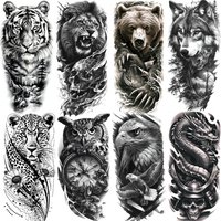 1 Sheet Ferocious Lion Bear Eagle Temporary Tattoos For Men Women Waterproof Realistic Beast Fake Tattoos Animals Tatoo Stickers