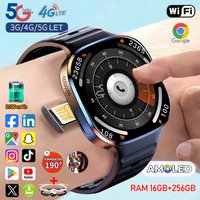 5G/4G Full Network Smart Watch AMOLED Screen Video Call 8GB+128GB RAM 2100mAh Google Play WIFI GPS Sim Card Recording Smartwatch