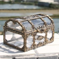 Transparent Pirate Treasure Box Crystal Gem Jewelry Box Storage Organizer Chest Treasure for Jewelry Gem Trinket Box