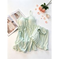 New Pajamas Set Women's Suspender Shorts Korean Style Cute Princess Home Clothes 2-piece Set Thin Two-piece Girls Sets Nighty Pj
