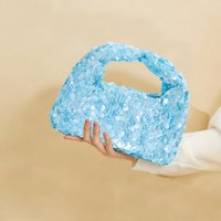 Blue Sequin Evening Clutch Bag Exquisite Black Hobo Handbag Shiny Sequins Bucket Bag Women Small Tote Female Party Purse