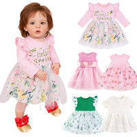 Reborn Baby Doll Clothes 18-22 Inch 45-55cm Pink Princess Dress Flower Lace Outfit Clothing For 20 inch Babies Doll Accessories
