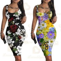 Summer Dresses Female Flowers Rose Pink 2022 Women's Sexy Tank Dress Sleeveless Basic Midi Club Dresses for Wife Gift