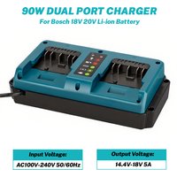 Ładowarka zamienna Bosch z dwoma portami do akumulatorów litowo-jonowych Bosch 18V 20V, szybka ładowarka z wtyczką EU/US/UK/AU, narzędzie do ładowania