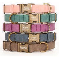 Personalized Anti-lost Dog Collar Custom Dog ID Tag Collars Soft Pu Leather Pet Collars Free Engraved Metal Buckle For Bulldog