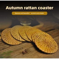 Handwoven Rattan Coaster Heat Resistant Teapot Mat Anti Scald Cup Holder Table Placemat Tea Ceremony Kitchen Dining Table Decor