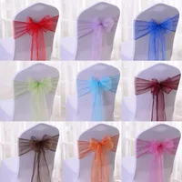 50pcs Organza Chair Sashes Bow for Banquet Wedding Party DIY Home Decoration Organza Fabric Supply 18cm*275cm Wedding Decoraion