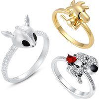 925 Sterling Silver Cute Cartoon Animal Rings for Women Adjustable Open Rings, Fashion Hypoallergenic Jewelry Gift