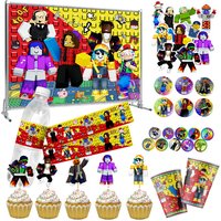 Roblox Birthday Party Decorations Plate Cups Straws Sticker Honeycomb Background Party Supplies Cartoon Pattern Disposable