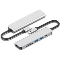 USB C Docking Station TYPE-C HUB to HDMI 4K 30Hz with Screen off Button USB 3.0 5Gbps HUB 87W Fast Charging for MacBook