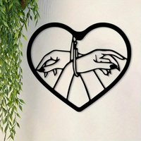 Gothic Heart Handcuffs Metal Wall Art, Black Iron Love Justice Decor, Rustproof Couple Gift Accent