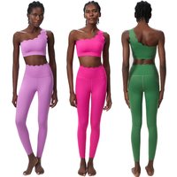 Women Two Pieces Fitness Yoga Set Stretch Soft Running Gym Suit Breathable Quick Dry Sportswear Female Strwetchy Workout Clothes